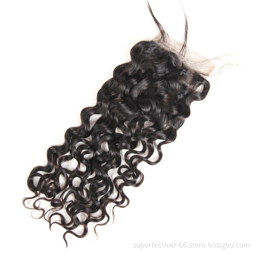 Wholesale Indian Hair Vendors Cuticle Aligned Raw Virgin Hair Natural Color Water Wave Human Hair Bundles With Frontal Closure